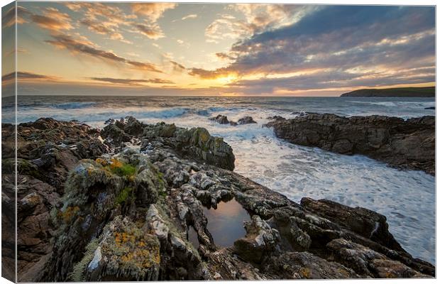 The setting sun at Croyde Bay Canvas Print by Dave Wilkinson North Devon Ph