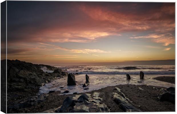 Croyde Bay sunset Canvas Print by Dave Wilkinson North Devon Ph