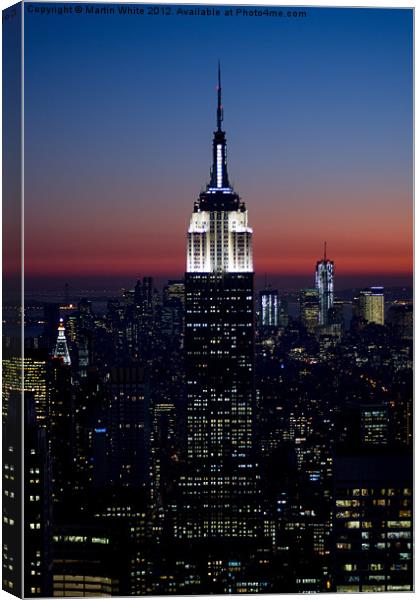 Empire State at Sunset Canvas Print by Martin White