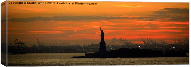 New York Harbour Sunset Canvas Print by Martin White