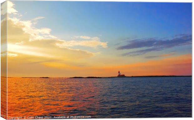 Sunset and Longstone Lighthouse Canvas Print by Colin Chipp