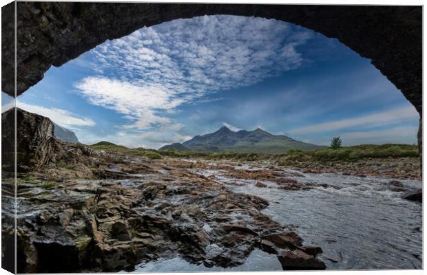 Sligachan Old Bridge and Sgurr nan Gillean  Canvas Print by Derek Beattie