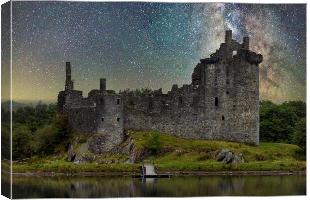 Kilchurn Castle under The Milky Way Canvas Print by Derek Beattie