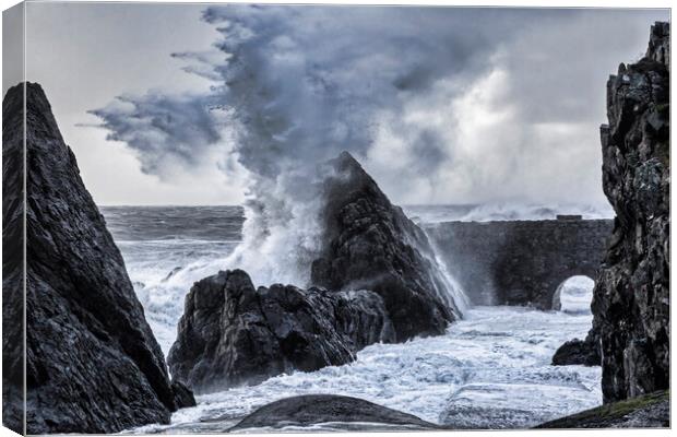 Portpatrick Winter Storm Canvas Print by Derek Beattie