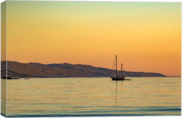 Sailboat at Sunset Canvas Print by Derek Beattie