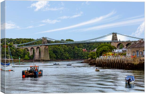 Menai Suspension Bridge Canvas Print by Derek Beattie