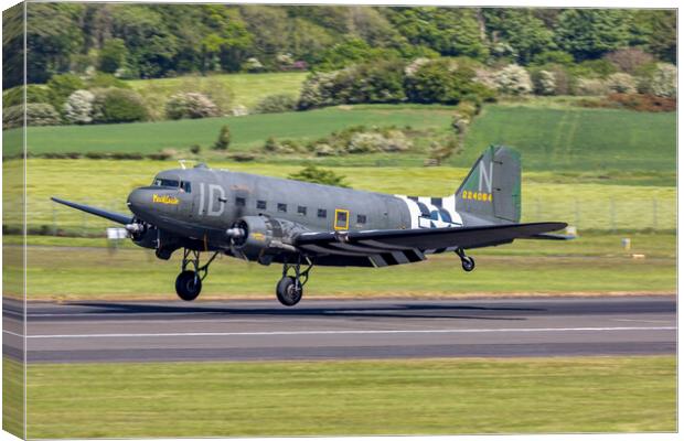 WW2 C-47 Placid Lassie Canvas Print by Derek Beattie