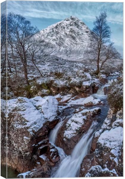 Buachaille Etive Mor and Coupall Falls Canvas Print by Derek Beattie