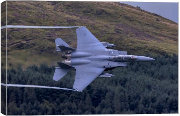 F15E Strike Eagle Low Level Mach Loop Canvas Print by Derek Beattie