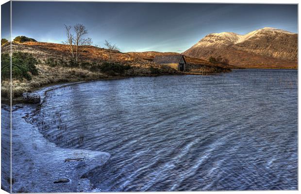 Arkle Boathouse and Loch Stack Canvas Print by Derek Beattie