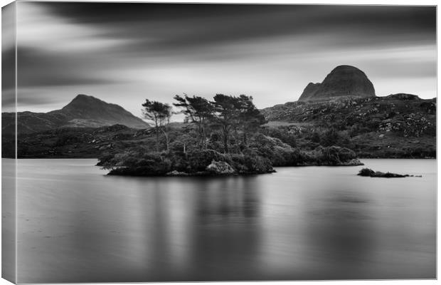 Canisp and Suilven from Loch Druim Suardalain Canvas Print by Derek Beattie