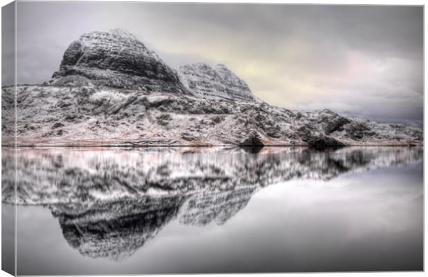 Suilven Winter Reflections Canvas Print by Derek Beattie