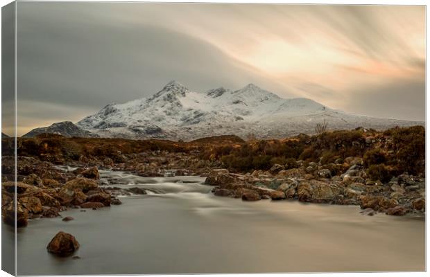Sgurr nan Gillean and The River Sligachan Skye Canvas Print by Derek Beattie