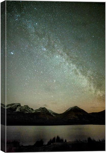 Milky Way Over Blaven and Loch Slapin Canvas Print by Derek Beattie