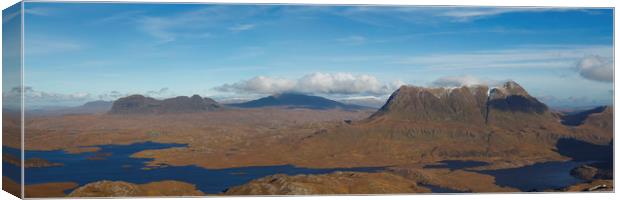 Suilven, Cul Mor and Loch Sionascaig from Stac Pol Canvas Print by Derek Beattie