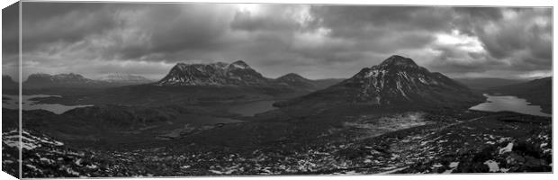 Assynt and Coigach Mountain Panorama Canvas Print by Derek Beattie