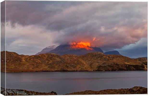 Cul Mor Fire Mountain at Sunset Scotland Canvas Print by Derek Beattie