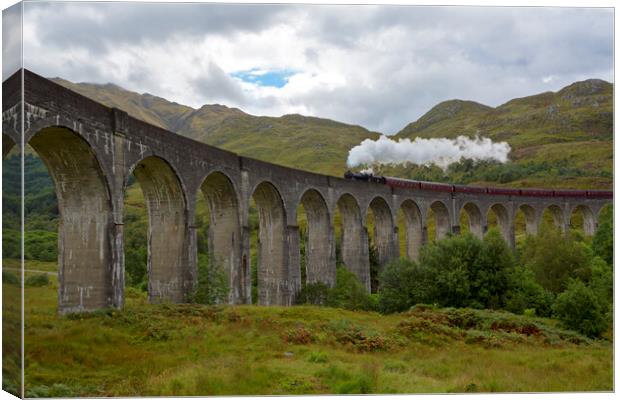 Glenfinnan Viaduct and the Jacobite Steam Train Canvas Print by Derek Beattie