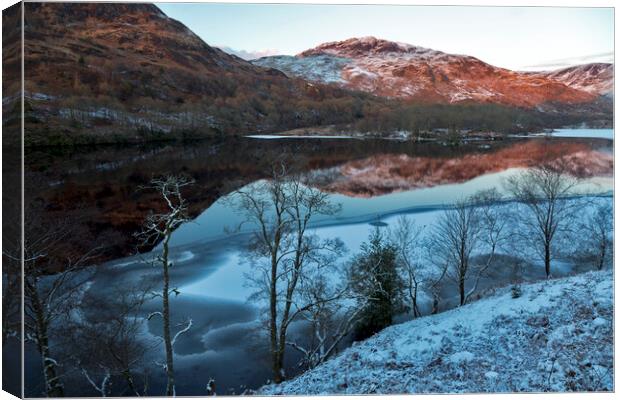 Loch Trool Winter Reflections Canvas Print by Derek Beattie