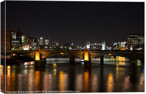 London Bridges at Night Canvas Print by Steven Else ARPS