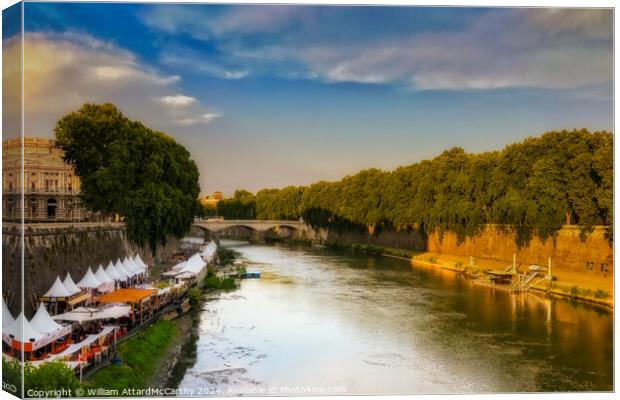 Tiber Tranquility: City Reflections Canvas Print by William AttardMcCarthy