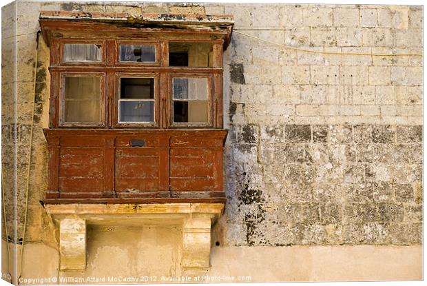 Derelict Maltese Balcony Canvas Print by William AttardMcCarthy