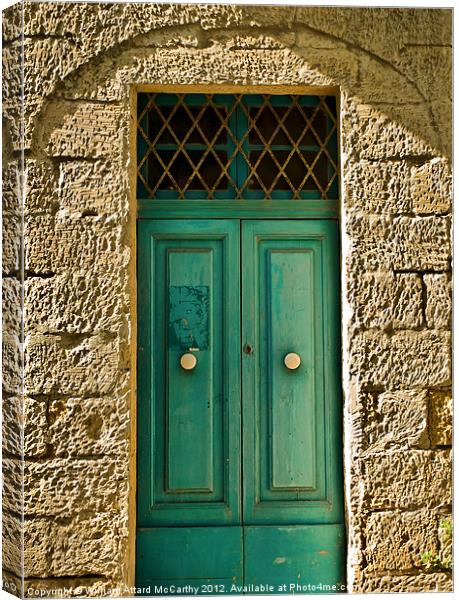 Old Aquamarine Door Canvas Print by William AttardMcCarthy