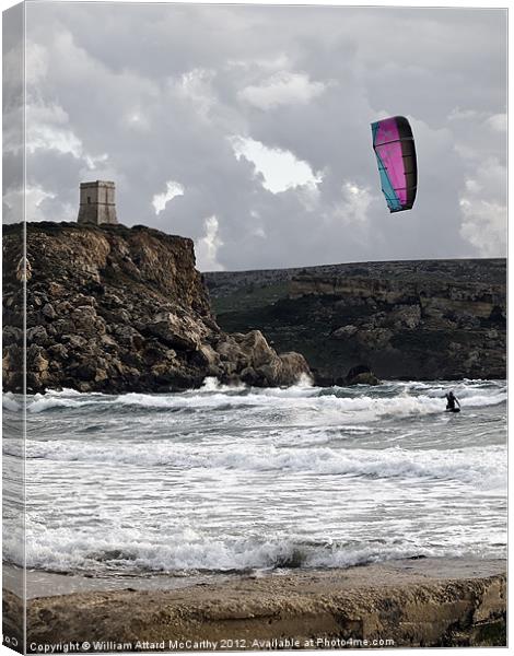 Kite Surfing Canvas Print by William AttardMcCarthy