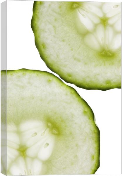 Cucumber Green White Wall Art Canvas Print by Natalie Kinnear