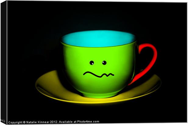Funny Wall Art - Confused Colourful Teacup Canvas Print by Natalie Kinnear