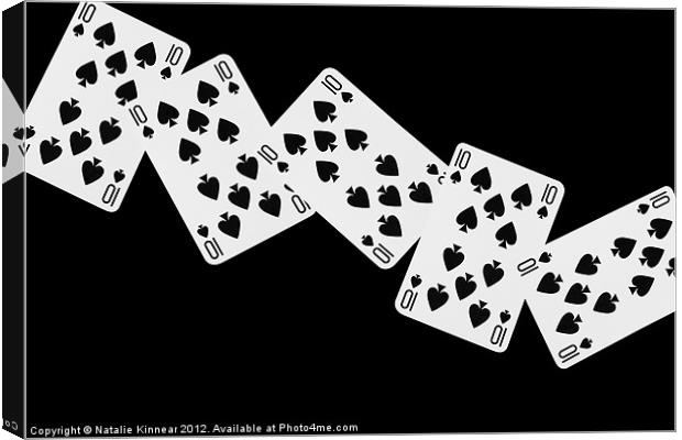 Playing Cards, Ten of Spades on Black Background Canvas Print by Natalie Kinnear