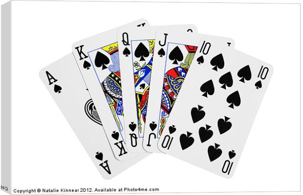 Playing Cards, Royal Flush on White Background Canvas Print by Natalie Kinnear