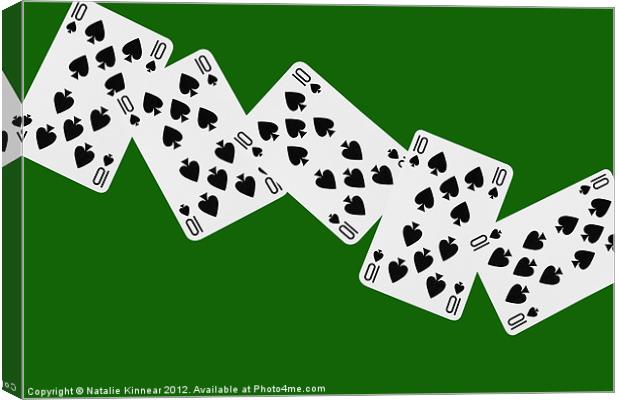 Playing Cards, Ten of Spades on Green Background Canvas Print by Natalie Kinnear