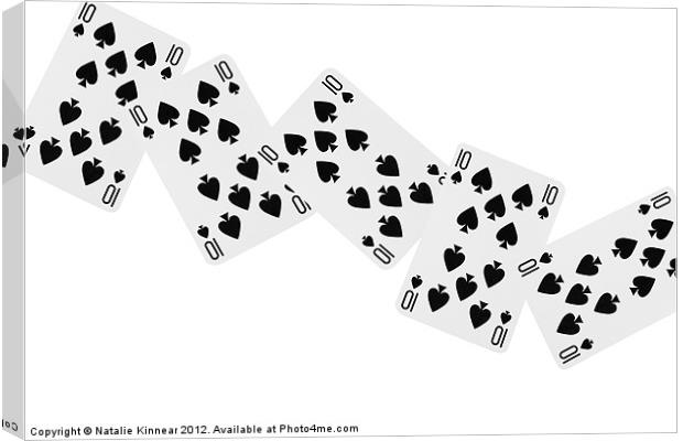 Playing Cards, Ten of Spades on White Background Canvas Print by Natalie Kinnear
