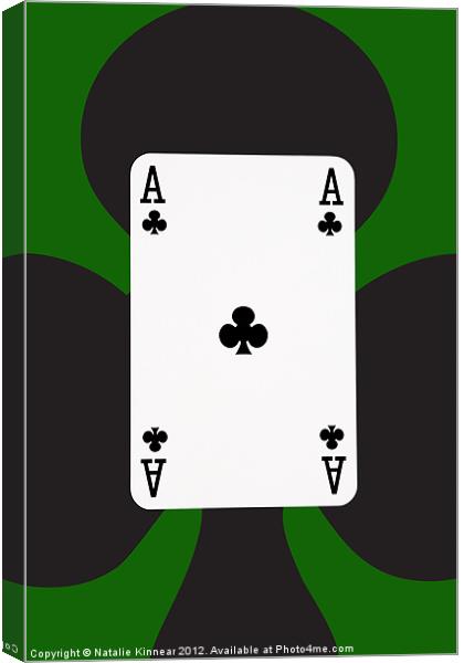 Ace of Clubs on Green Canvas Print by Natalie Kinnear