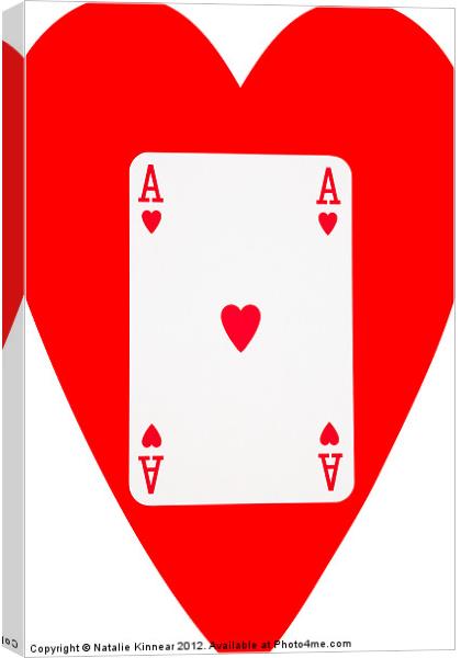 Playing Cards, Ace of Hearts on White Canvas Print by Natalie Kinnear