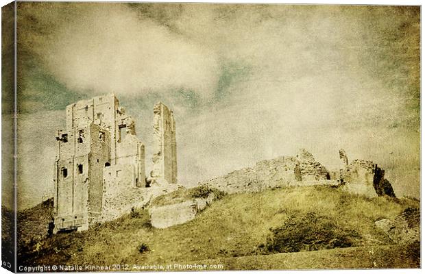Corfe Castle Vintage Effect Canvas Print by Natalie Kinnear