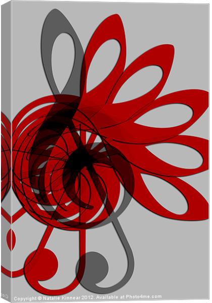 Music Treble Clef Abstract in Grey Red and Black Canvas Print by Natalie Kinnear