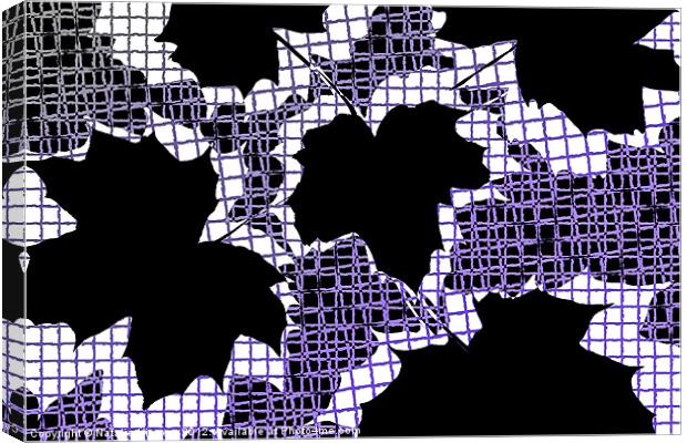 Abstract Leaf Pattern - Black White Purple Canvas Print by Natalie Kinnear