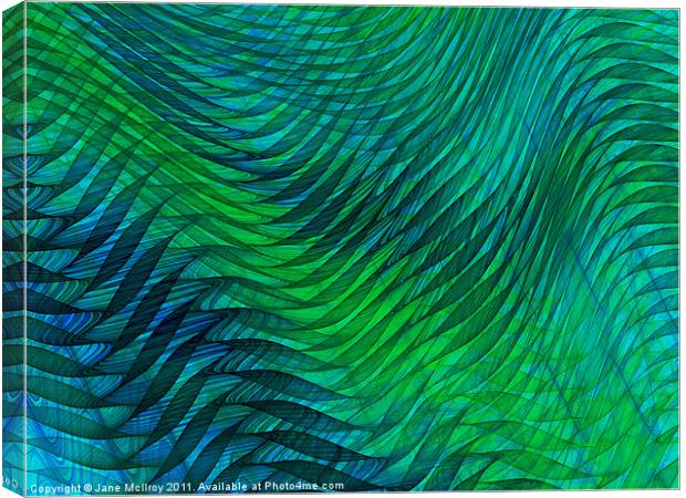 Blue Green Voile Digital Abstract Canvas Print by Jane McIlroy