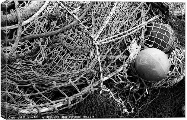 Pile of Fishing Nets, Monochrome Canvas Print by Jane McIlroy