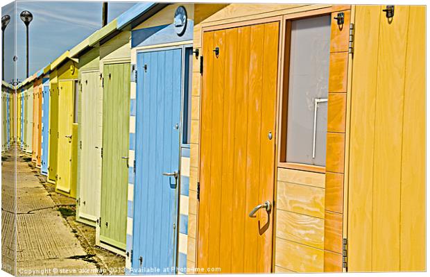 Colourful beach huts at Seaford Canvas Print by steve akerman