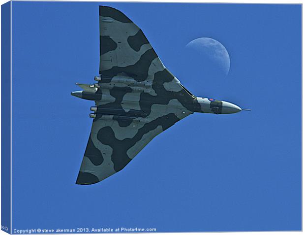 Vulcan bomber over Hastings Canvas Print by steve akerman