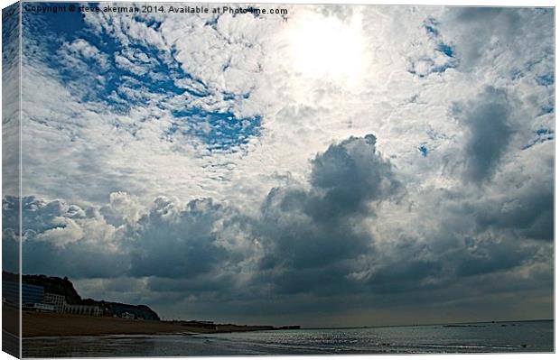 Clouds over Hastings Canvas Print by steve akerman
