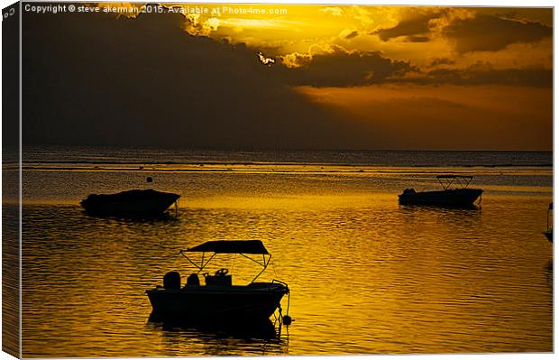  Sunset in Mauritius Canvas Print by steve akerman