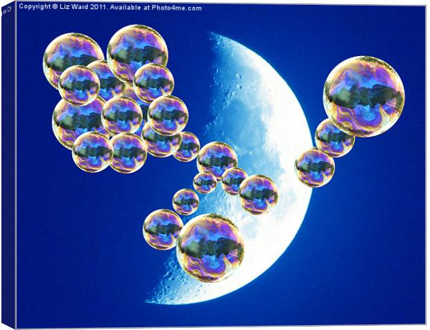 Bubble Moon Canvas Print by Liz Ward