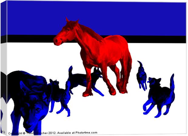 Horse and Wolves Canvas Print by Trevor Butcher