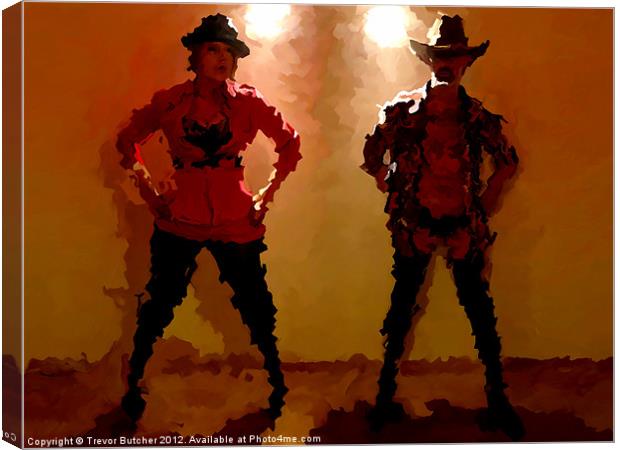 Citygirl and Cowboy Canvas Print by Trevor Butcher
