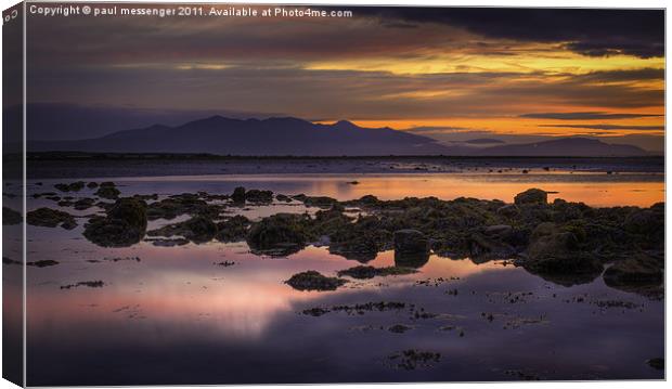 Sunset over Arran Scotland Canvas Print by Paul Messenger