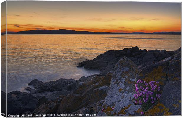 Portencross Sunset Scotland Canvas Print by Paul Messenger